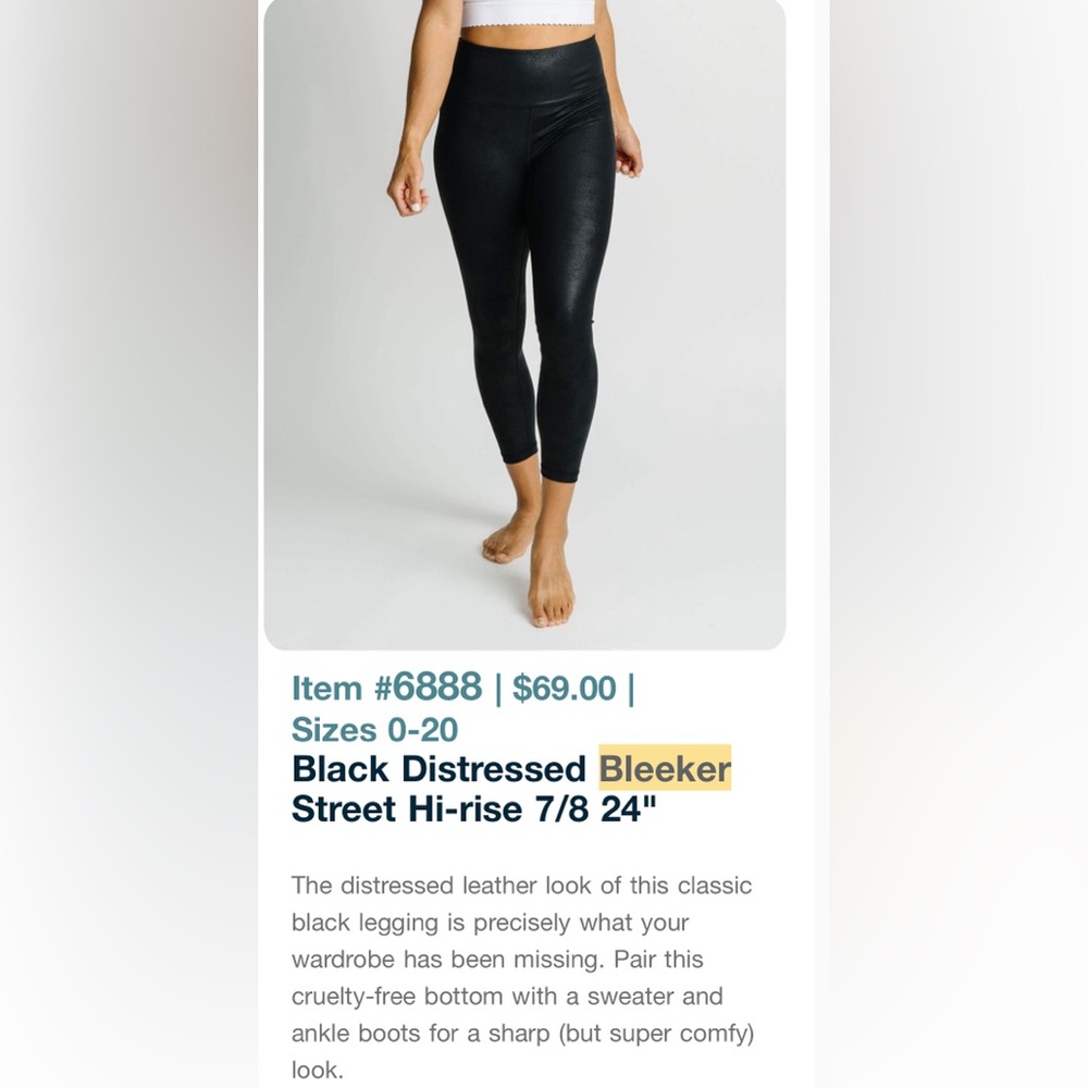 Zyia Distressed Bleeker Street Hi-Rise Legging 7/8 24 Sz 4 - Picture 6 of 6